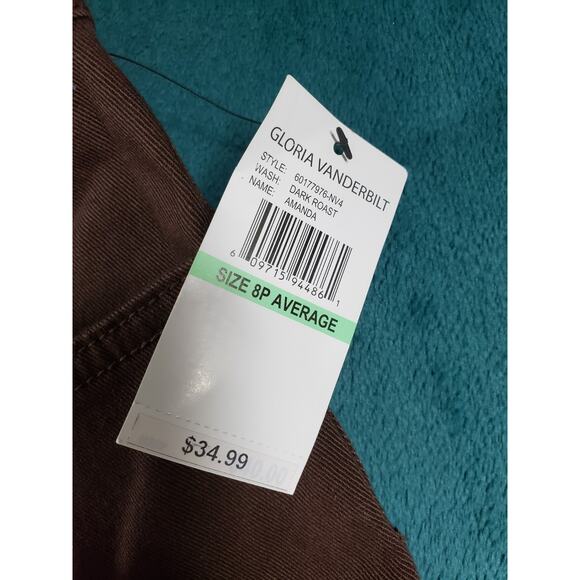 Gloria Vanderbilt Jeans Size 8 Petite Womens Brown Pants Stretch Straight NWT - Picture 4 of 15